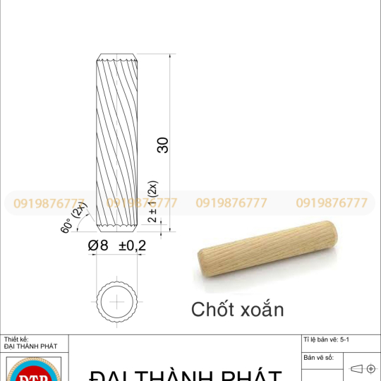 Chốt Gỗ Xoắn Giá Rẻ Chất Lượng Tại Bình Dương